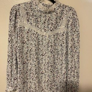 Loft Floral Top with Lace Details